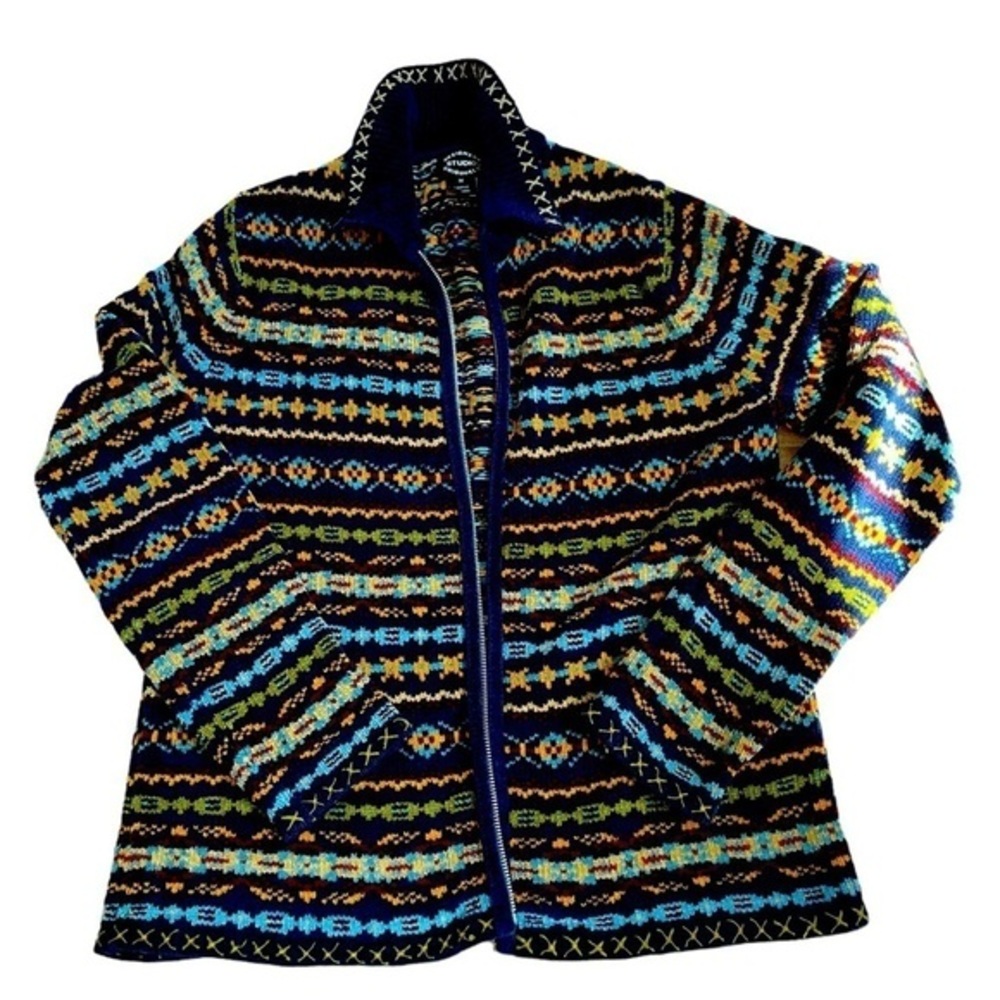 Vintage Designers Studio Originals Zip Cardigan, Size‎ M, Aztec patern,soft